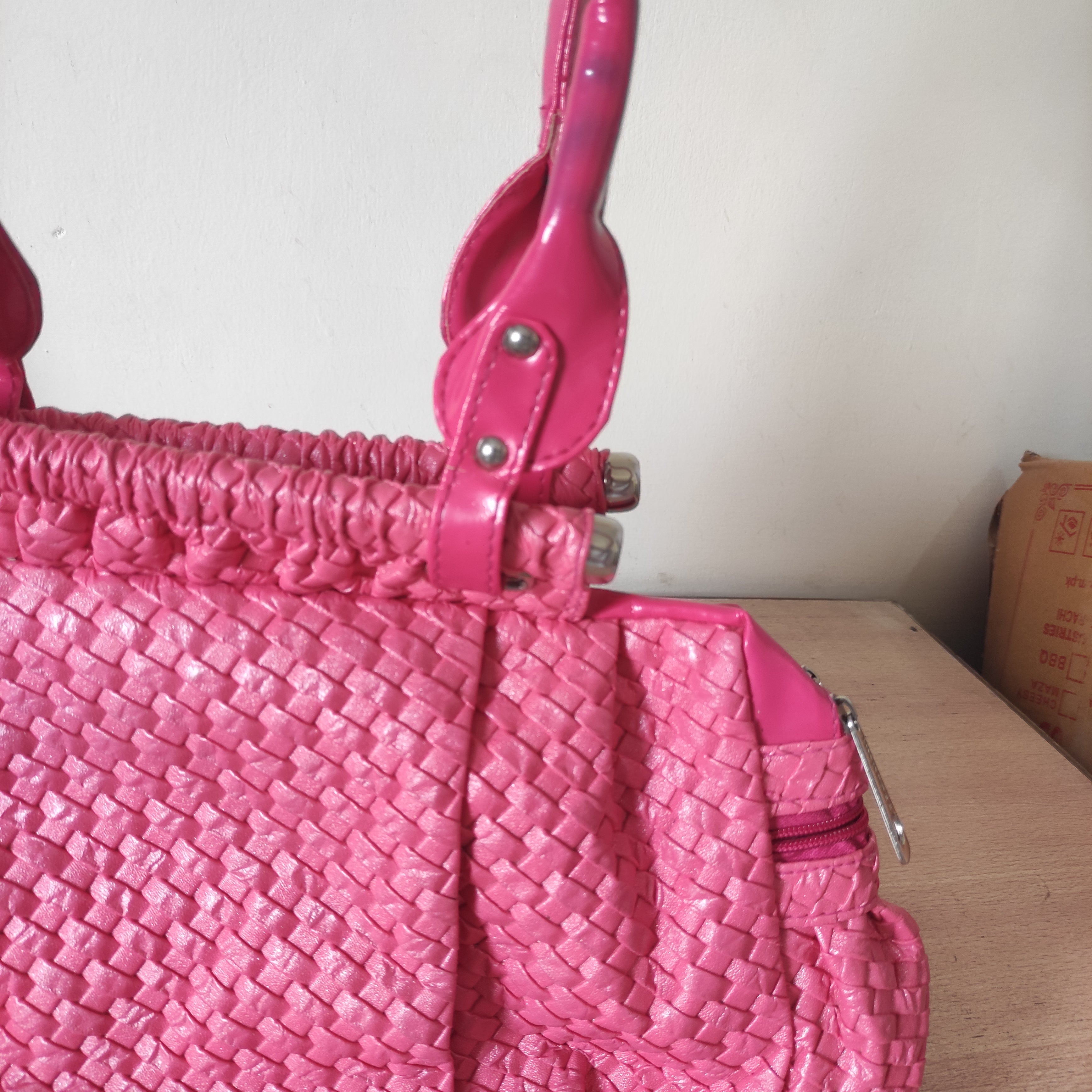 Rosé Woven Bag