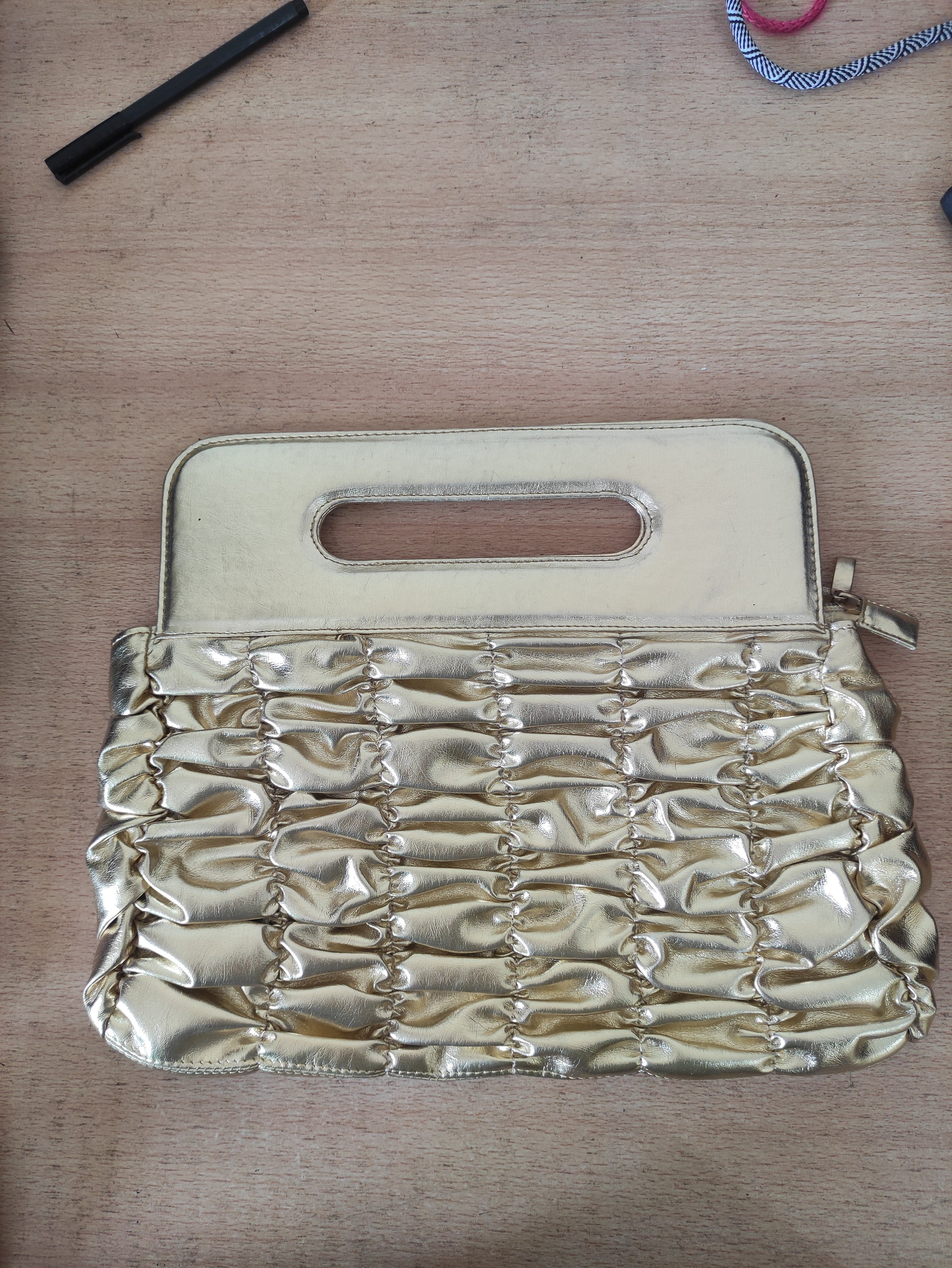 Golden Pleated Clutch