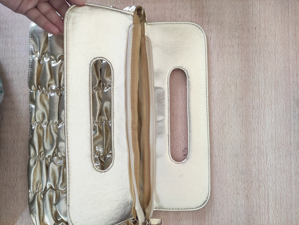 Golden Pleated Clutch