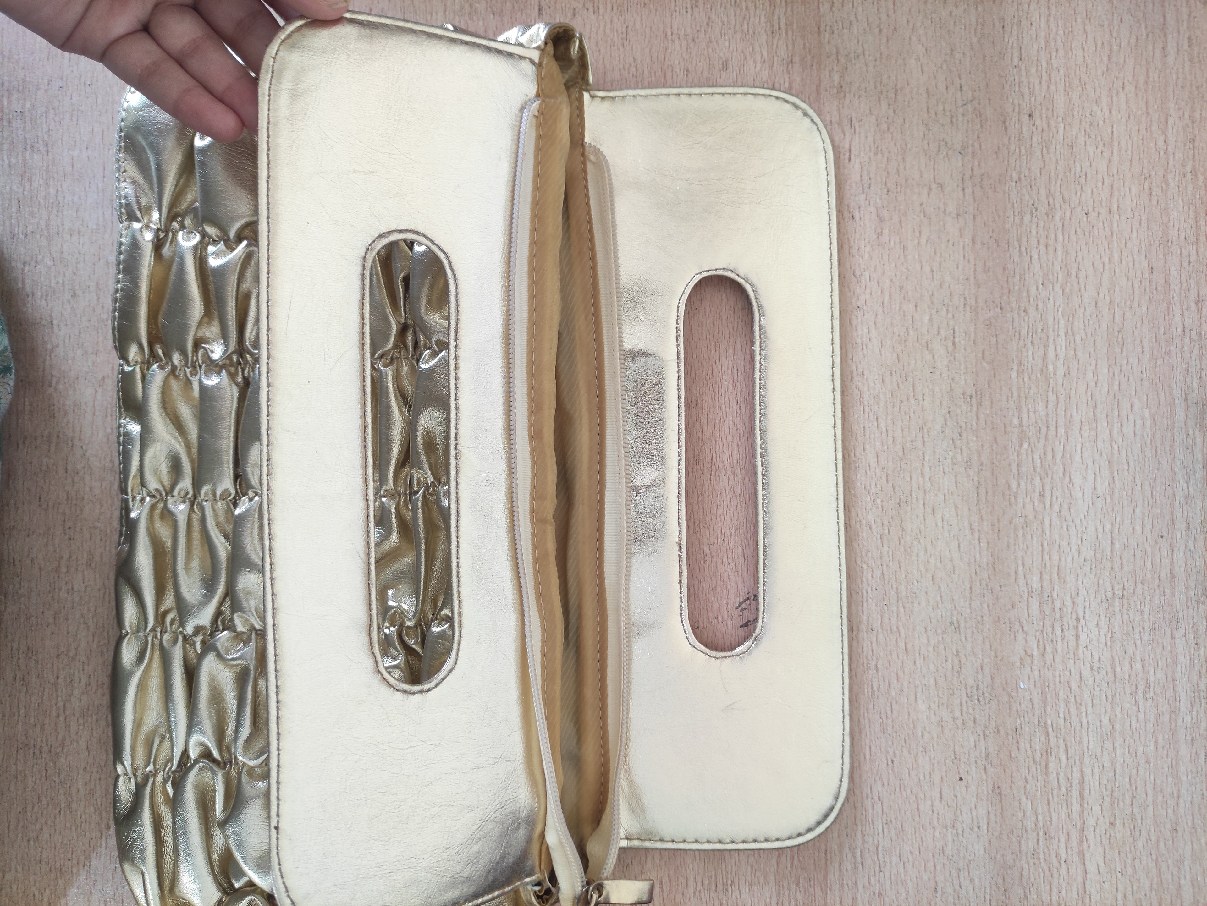 Golden Pleated Clutch