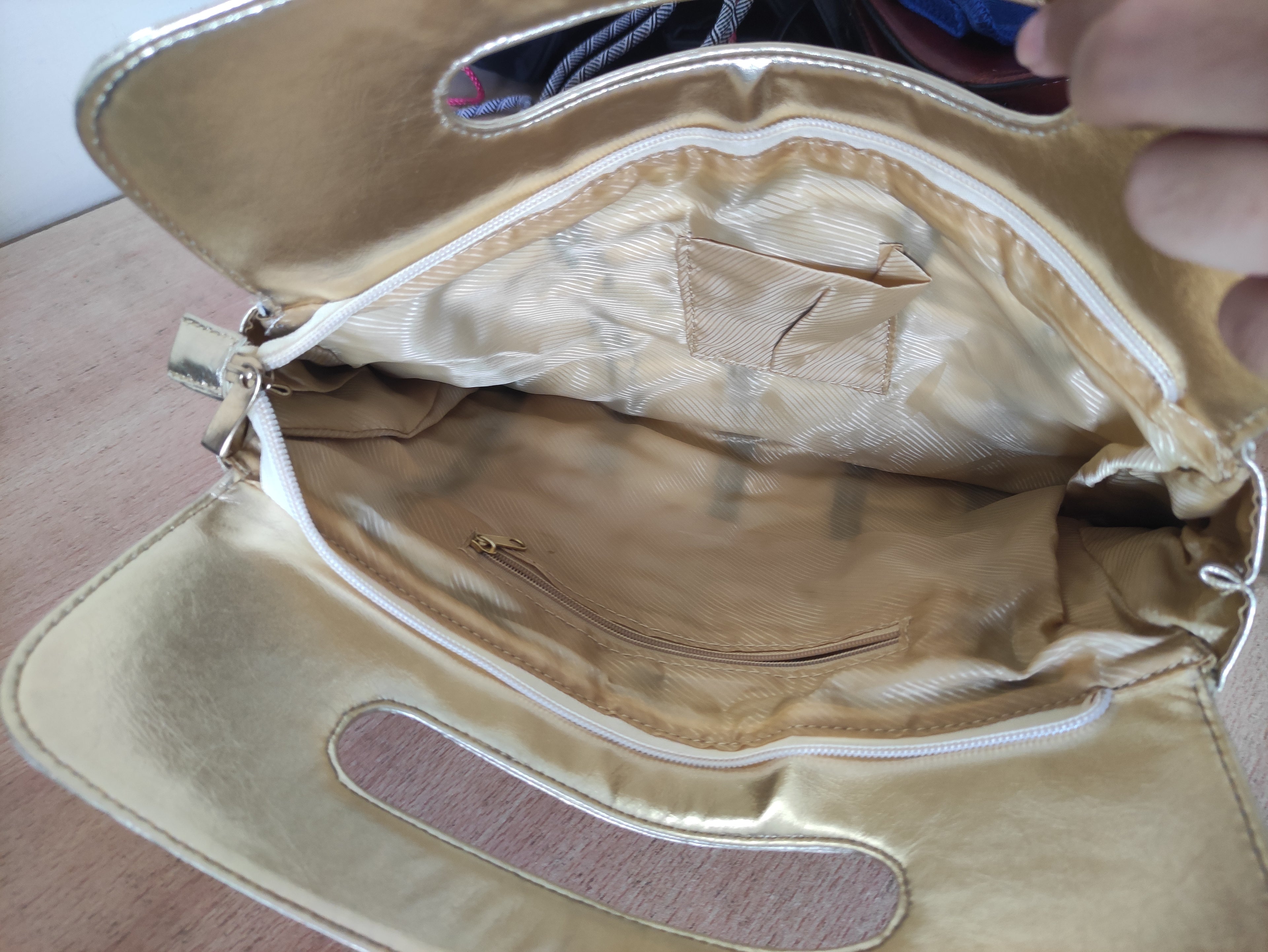 Golden Pleated Clutch