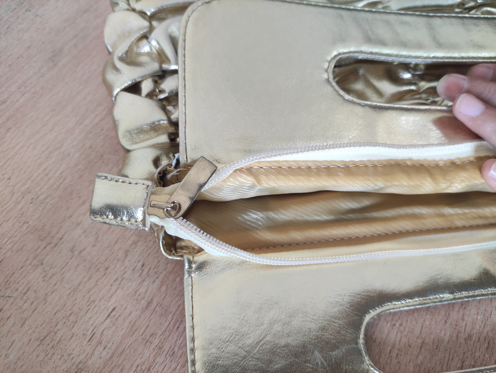 Golden Pleated Clutch