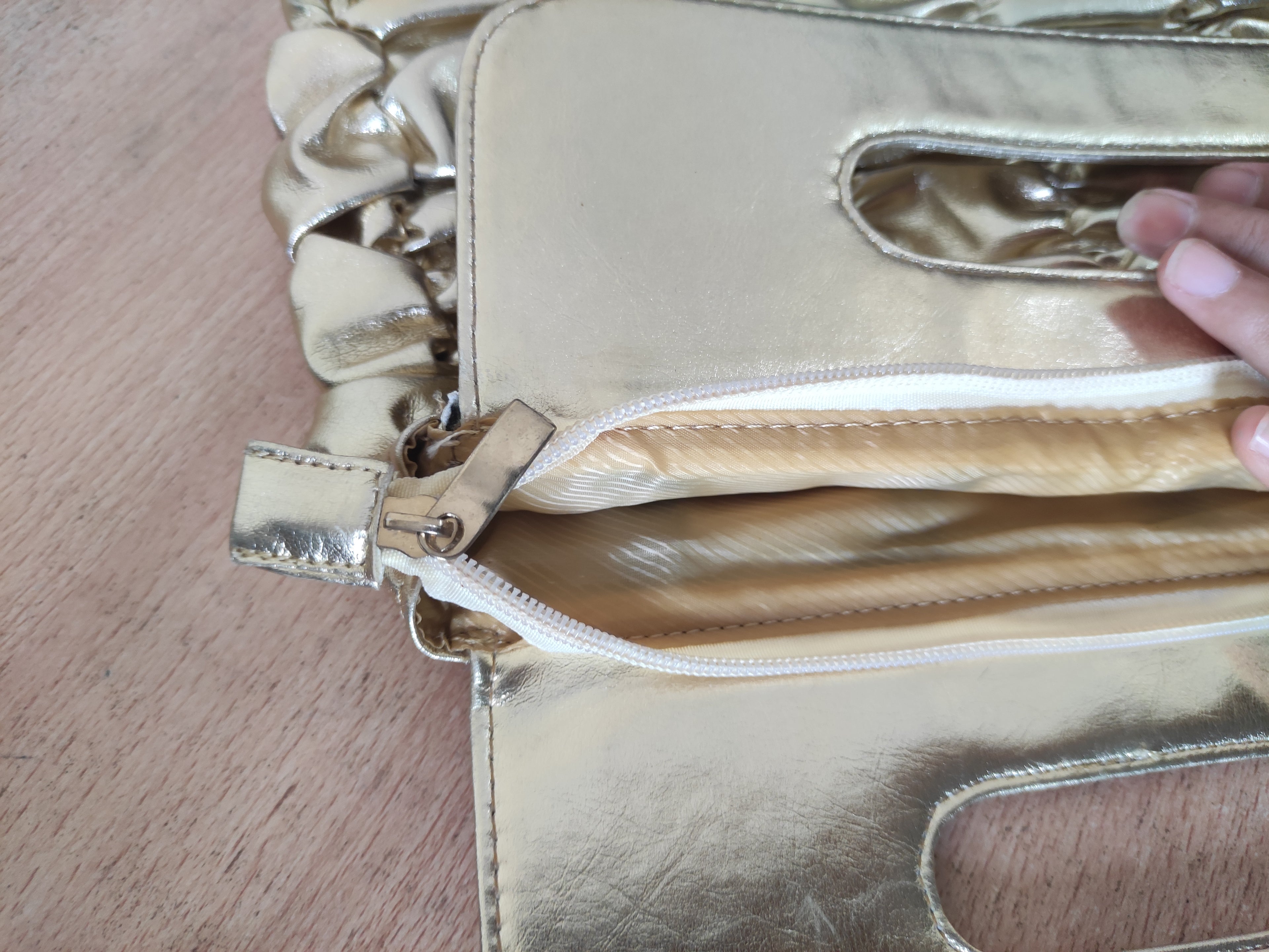 Golden Pleated Clutch