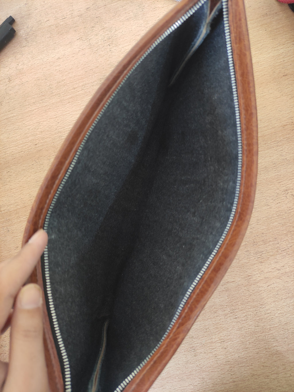 Large Brown Embossed Pouch