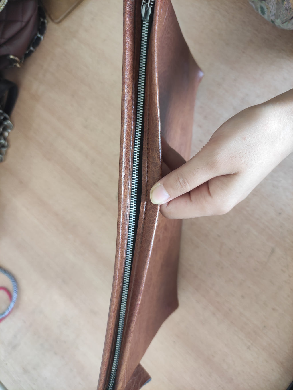 Large Brown Embossed Pouch