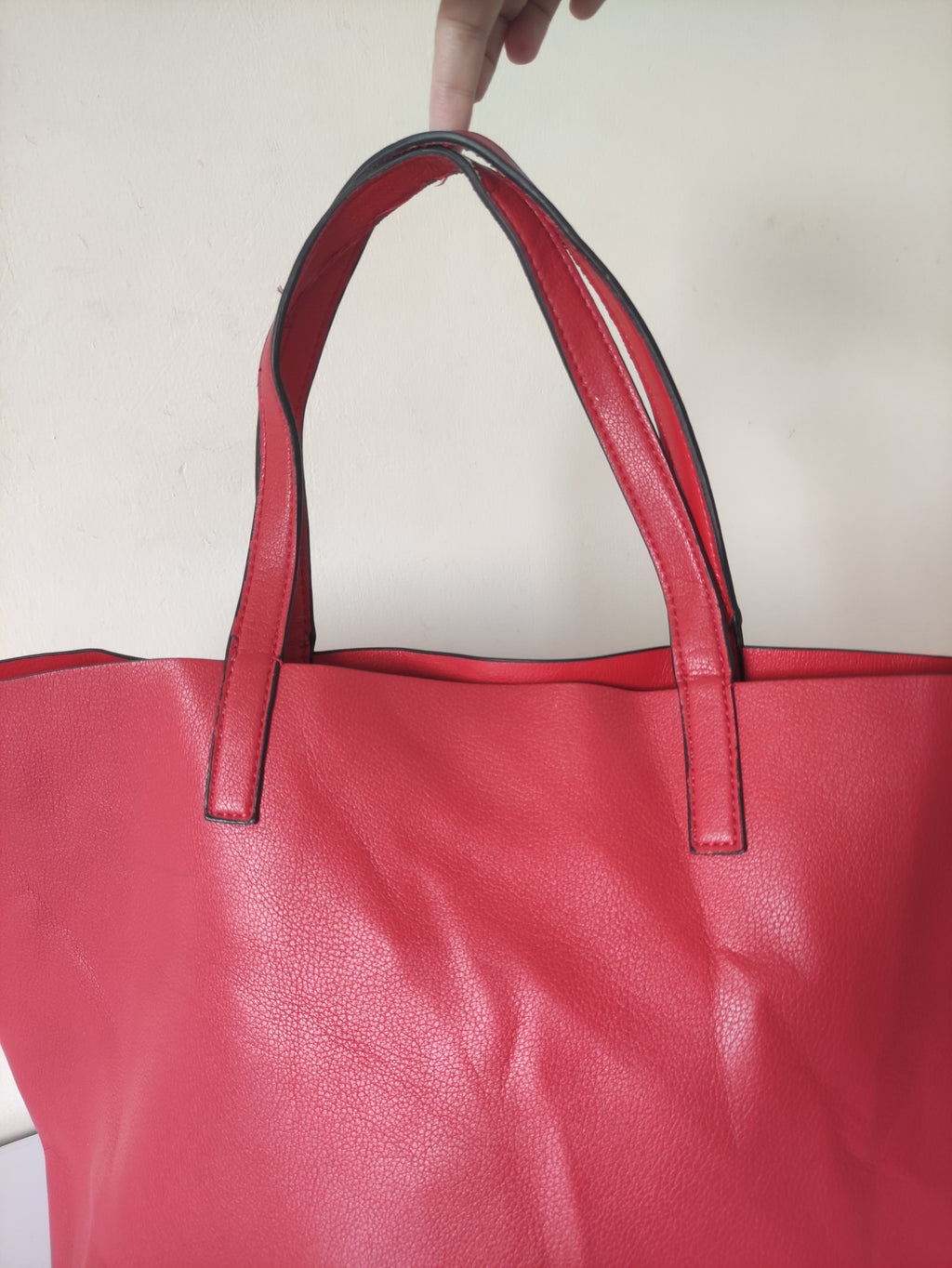 Red Faux Leather Tote