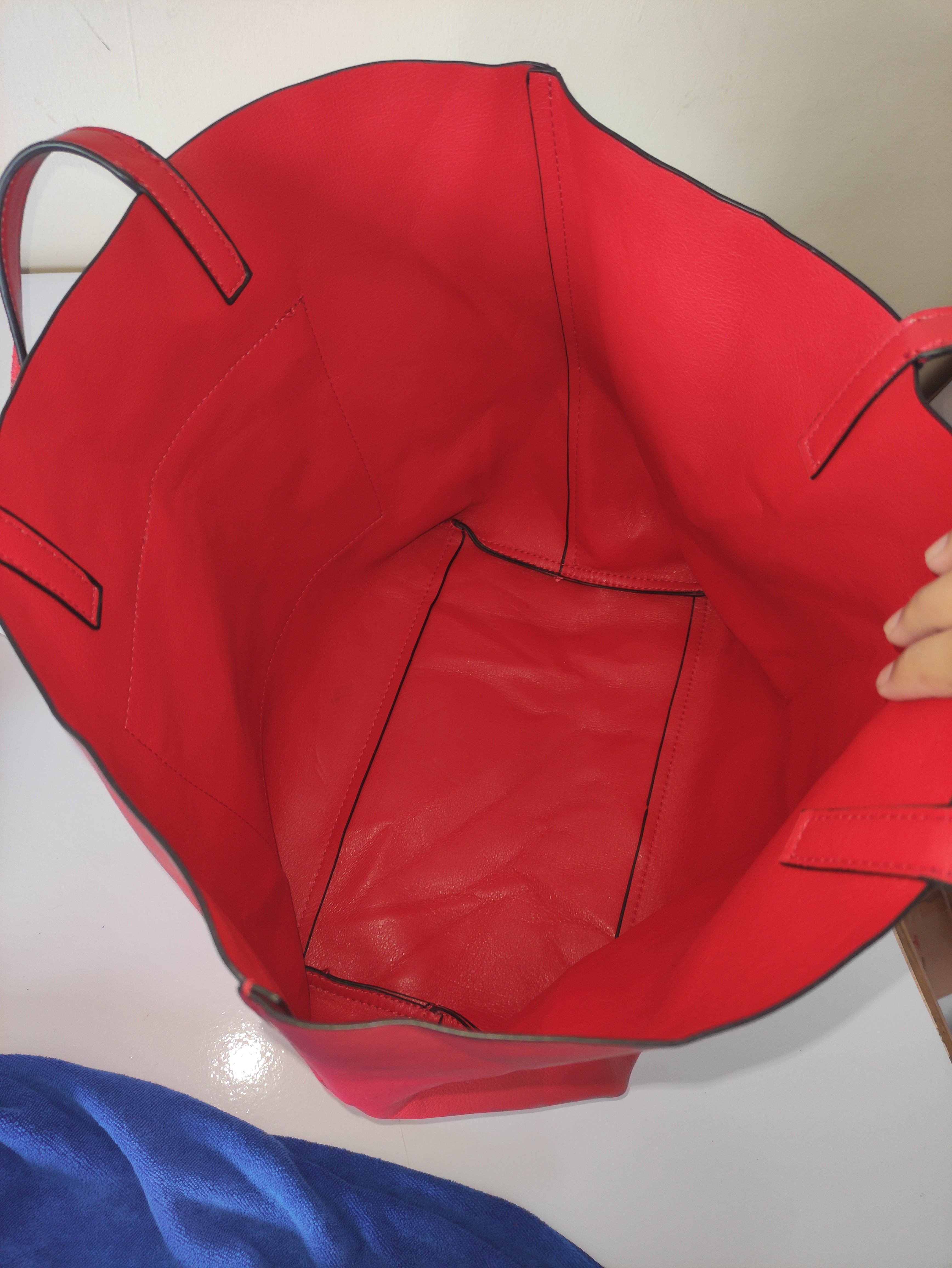 Red Faux Leather Tote