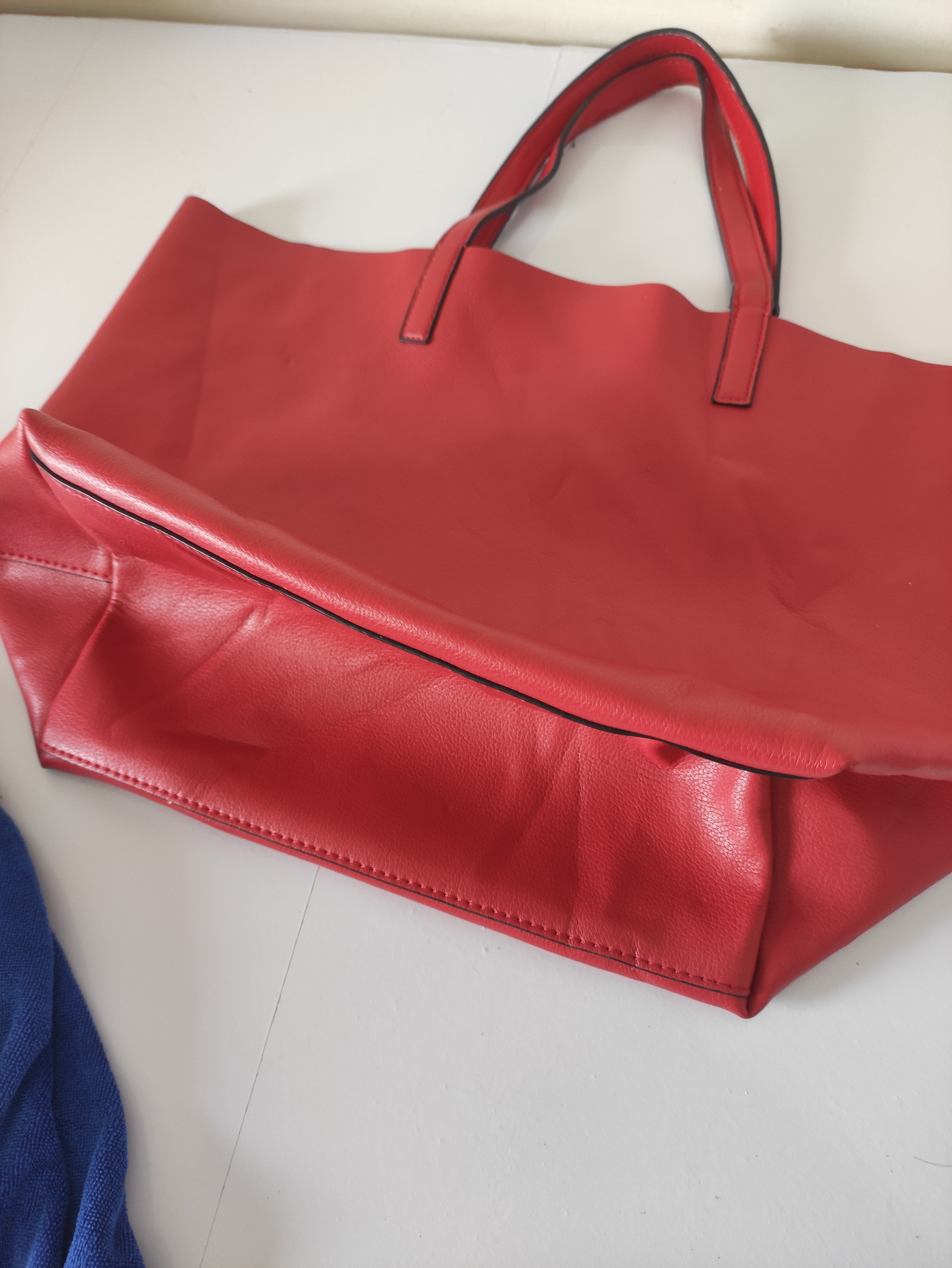 Red Faux Leather Tote