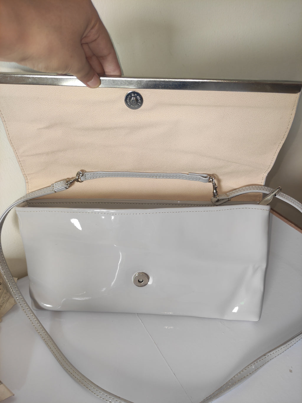 Glossy Silver Clutch