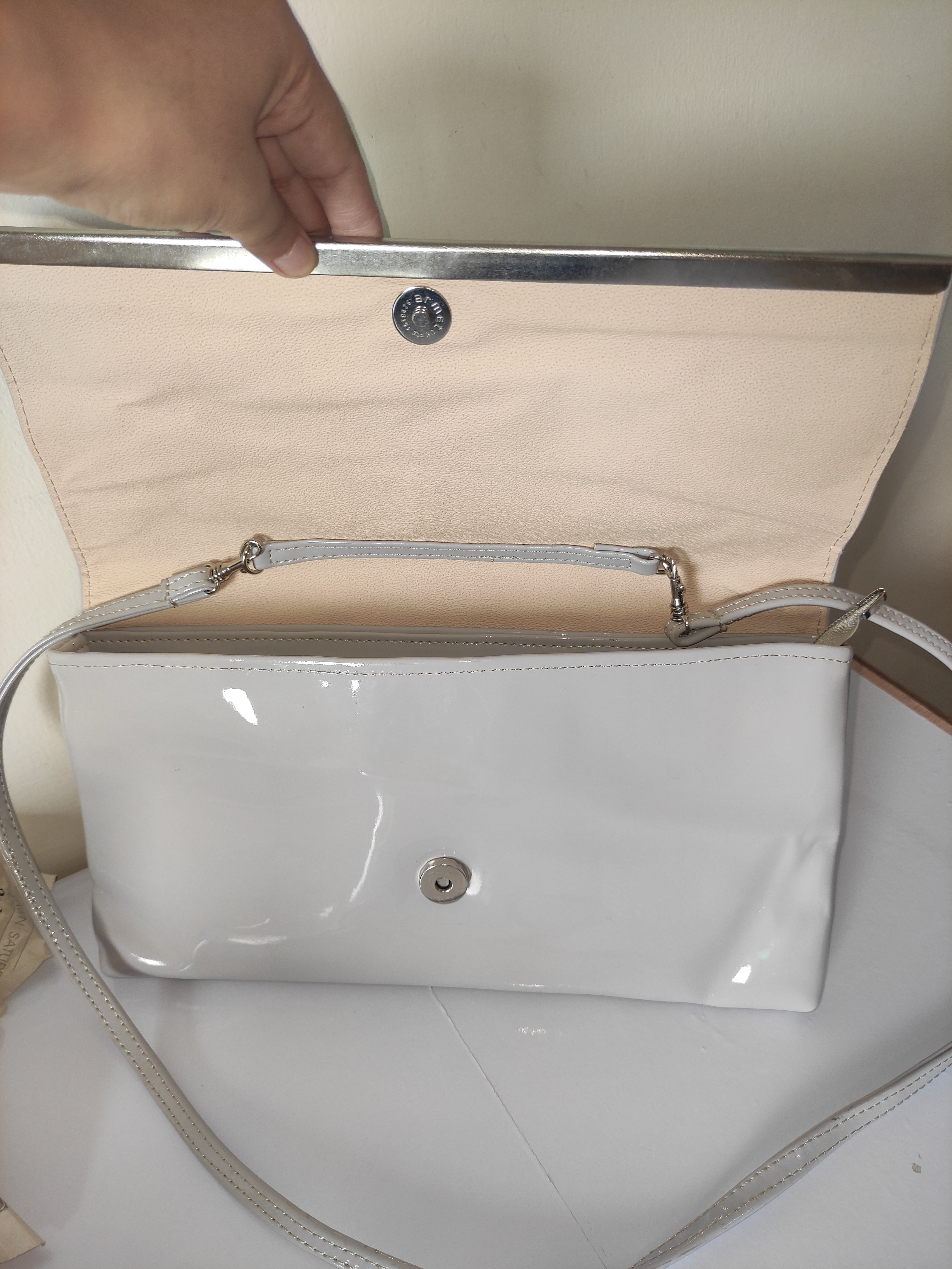Glossy Silver Clutch