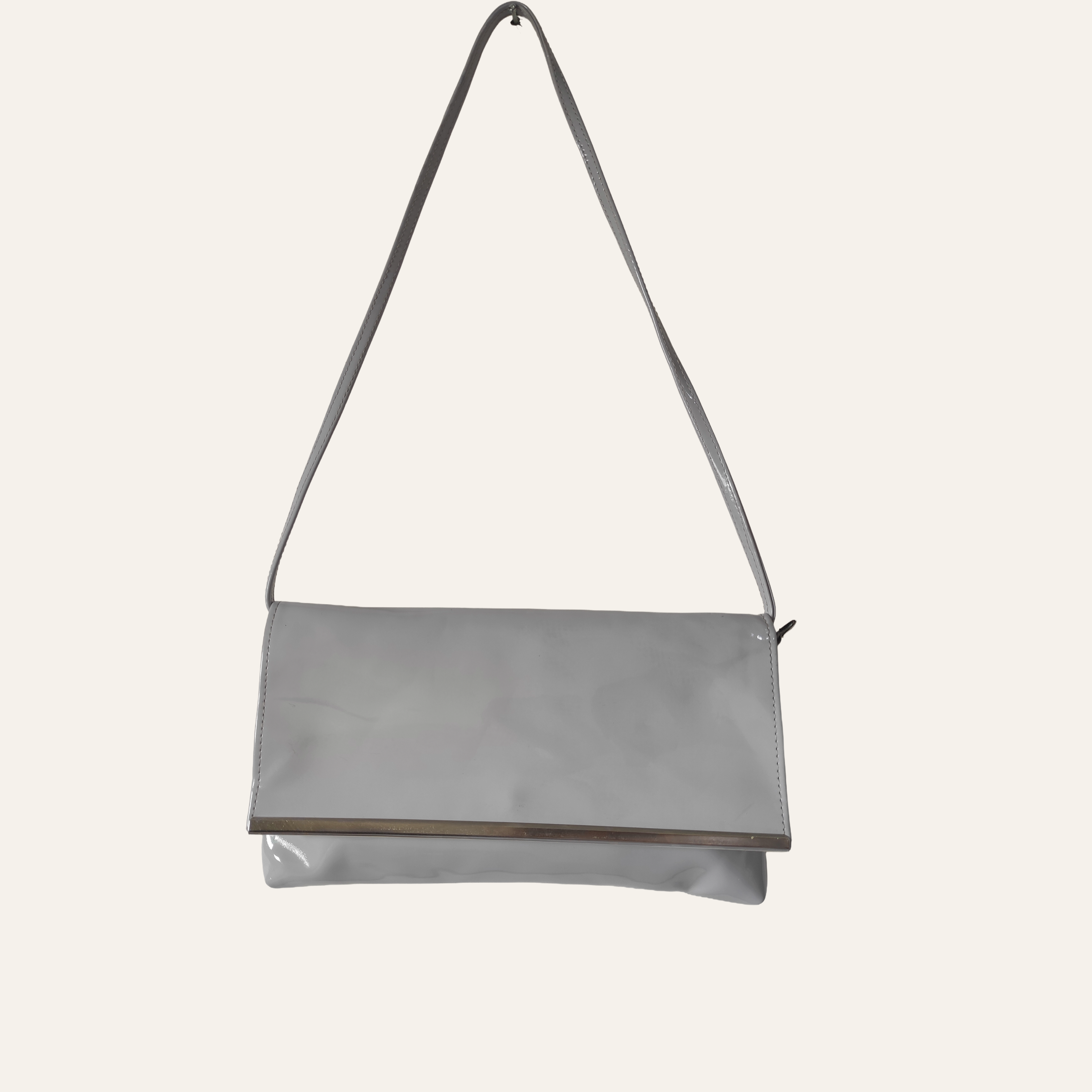 Glossy Silver Clutch