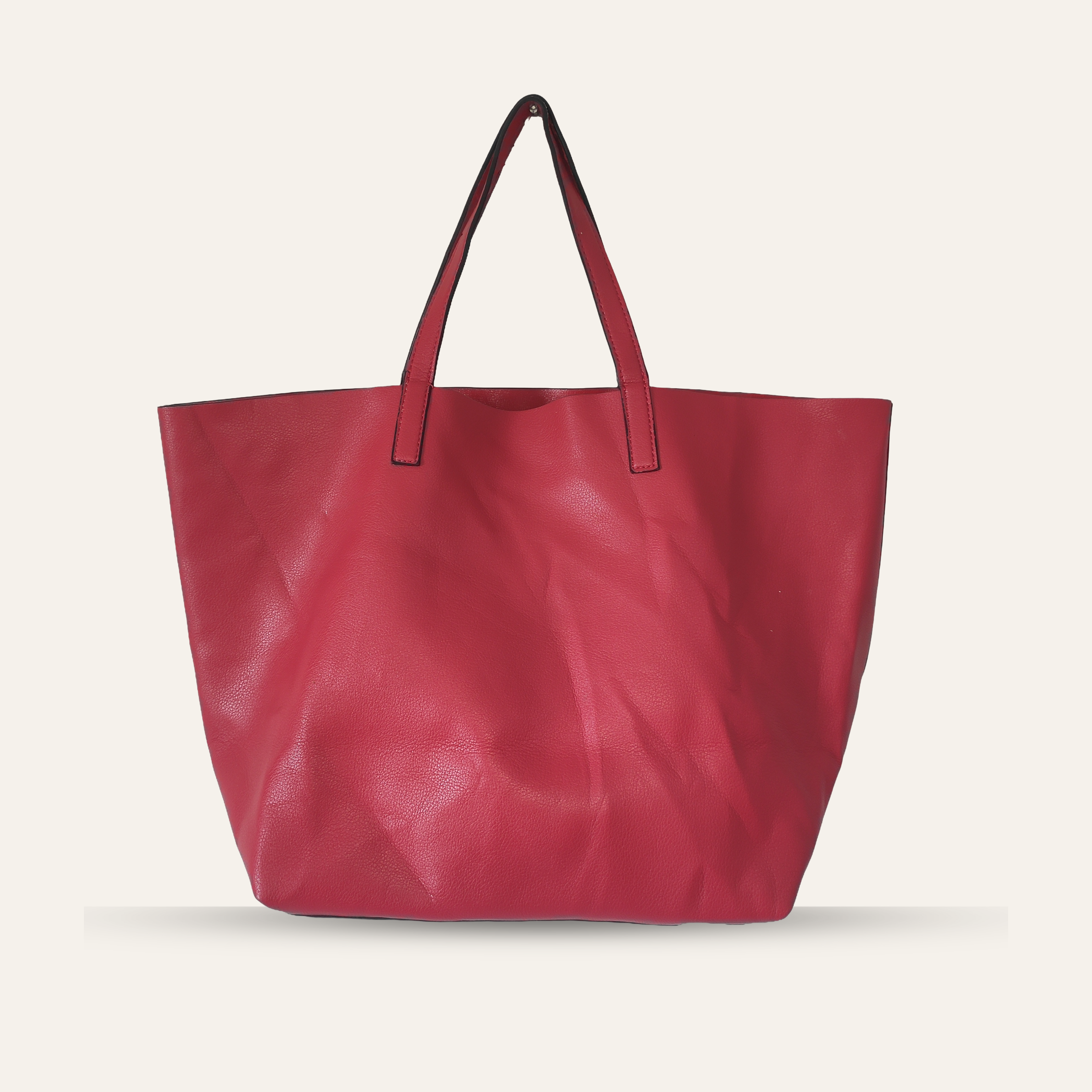 Red Faux Leather Tote